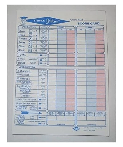 50 Triple Yahtzee Score Sheets Cards $20.97 Card Games