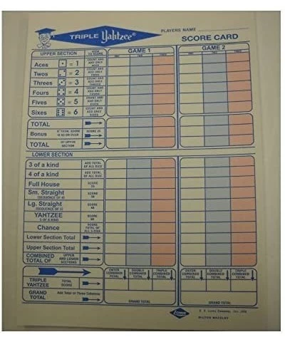 50 Triple Yahtzee Score Sheets Cards $20.97 Card Games