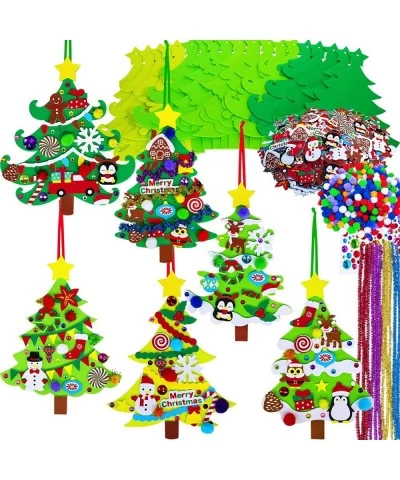 24 Sets Christmas Tree Ornaments Decorations Art Sets DIY Christmas Craft Kits Pine Tree Snowman Snowflake Penguin Foam Stick...