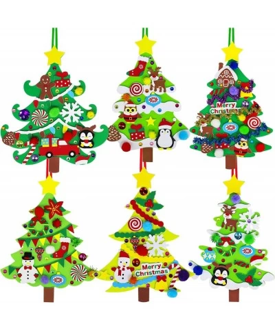 24 Sets Christmas Tree Ornaments Decorations Art Sets DIY Christmas Craft Kits Pine Tree Snowman Snowflake Penguin Foam Stick...