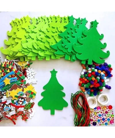 24 Sets Christmas Tree Ornaments Decorations Art Sets DIY Christmas Craft Kits Pine Tree Snowman Snowflake Penguin Foam Stick...