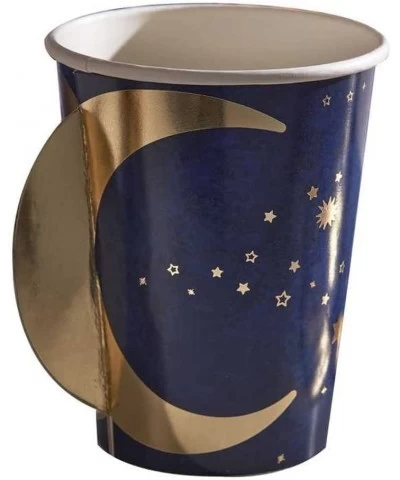 Eid Mubarak Navy & Gold Pop Out Moon Paper Party Tableware Cups - 8 Pack $34.63 Kids' Party Tableware