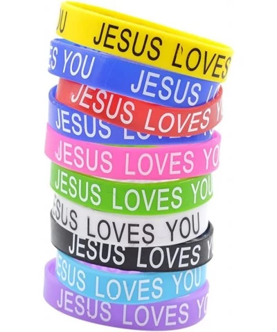 JESUS LOVES YOU Silicone Wristbands Rubber Bracelets 10X Bulk Random Color Bangle $16.38 Kids' Dress-Up Accessories