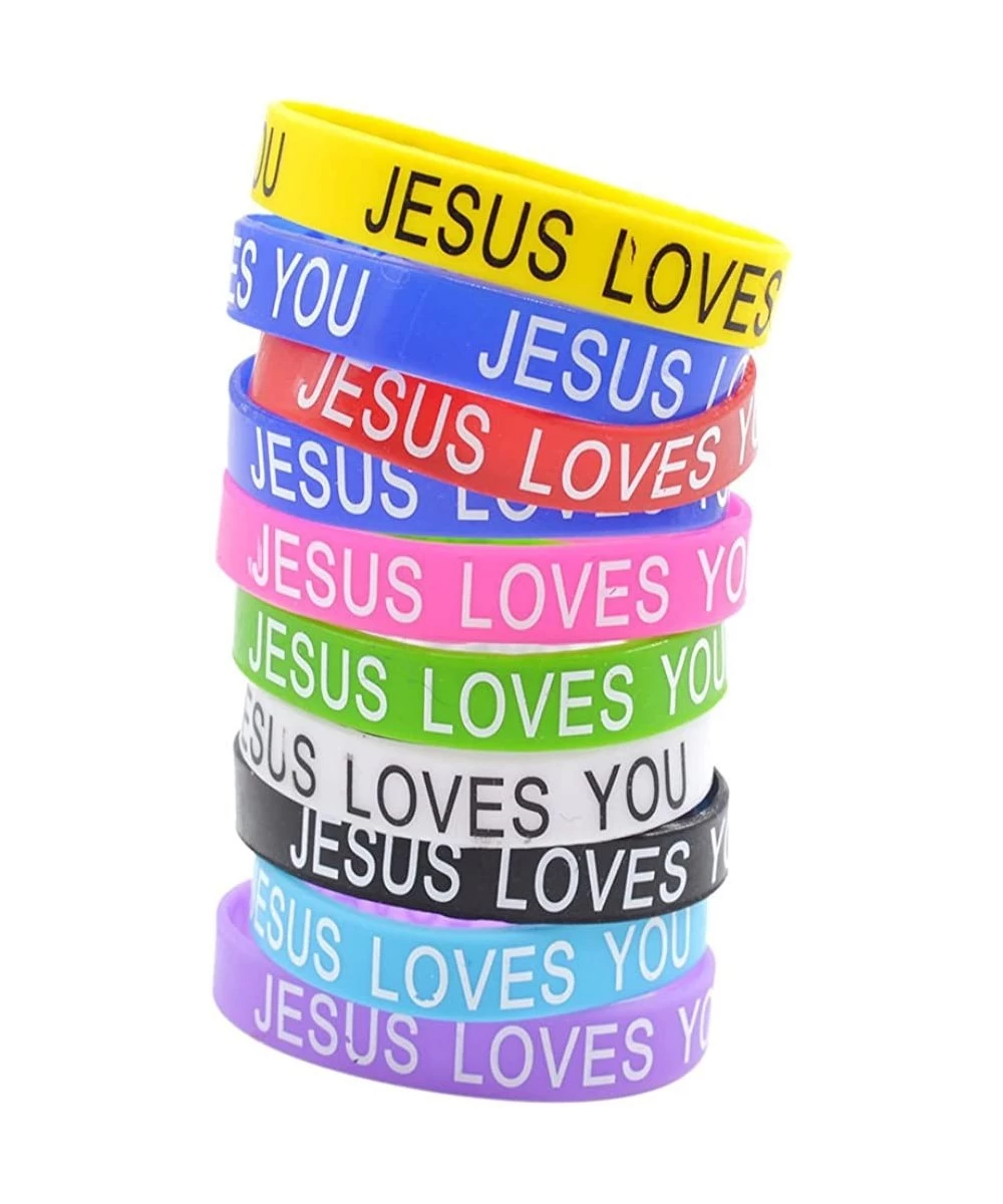 JESUS LOVES YOU Silicone Wristbands Rubber Bracelets 10X Bulk Random Color Bangle $16.38 Kids' Dress-Up Accessories