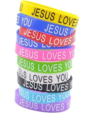 JESUS LOVES YOU Silicone Wristbands Rubber Bracelets 10X Bulk Random Color Bangle $16.38 Kids' Dress-Up Accessories