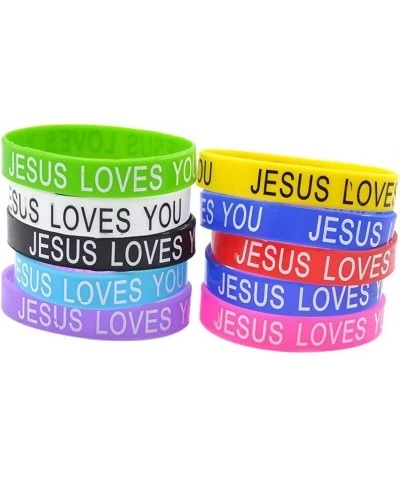 JESUS LOVES YOU Silicone Wristbands Rubber Bracelets 10X Bulk Random Color Bangle $16.38 Kids' Dress-Up Accessories