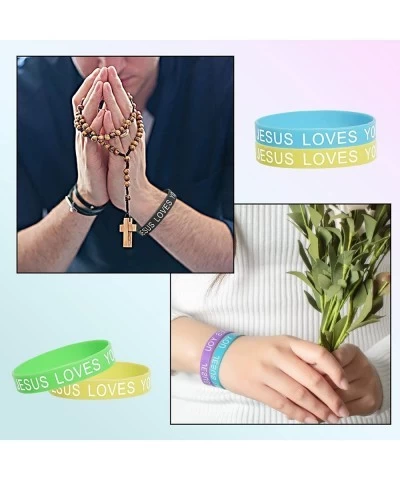 JESUS LOVES YOU Silicone Wristbands Rubber Bracelets 10X Bulk Random Color Bangle $16.38 Kids' Dress-Up Accessories