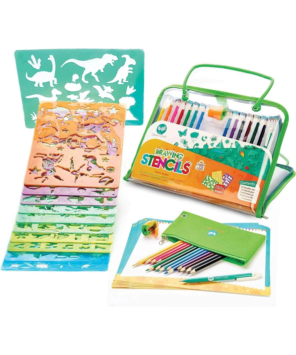 Drawing Stencils for Kids Ages 4-8 And 9+ Unique Dinosaur Stencil Board & 260+ Fun Shapes - All-in-one Reusable Art Set For K...