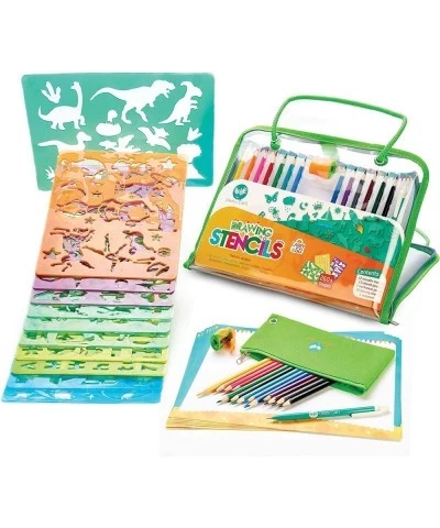 Drawing Stencils for Kids Ages 4-8 And 9+ Unique Dinosaur Stencil Board & 260+ Fun Shapes - All-in-one Reusable Art Set For K...