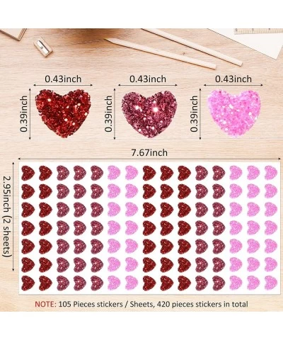 420 Pieces Valentine's Day Foam Heart Stickers Self Adhesive Heart Shape Stickers 3 Colors Glitter Foam Hearts Red Heart Deca...