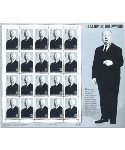 Alfred Hitchcock: Legends of Hollywood Full Sheet of 20 x 32-Cent Postage Stamps USA 1998 Scott 3226 $20.44 Collectibles Disp...