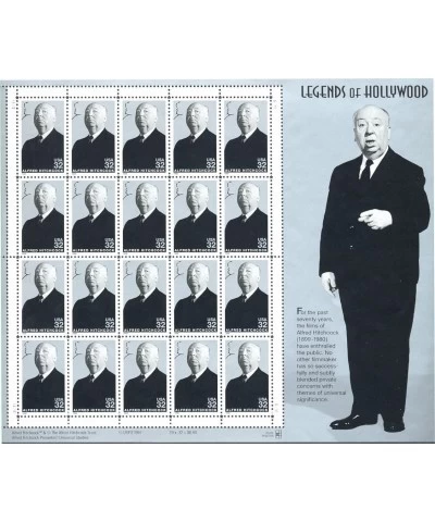 Alfred Hitchcock: Legends of Hollywood Full Sheet of 20 x 32-Cent Postage Stamps USA 1998 Scott 3226 $20.44 Collectibles Disp...