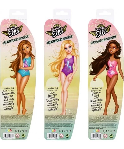 MGA's Dream Ella Splash Doll 3 Pack- DreamElla Aria and Yasmin 11.5" Long Hair Doll in Teal Purple Pink Swimsuit with Fantasy...