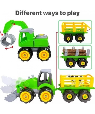 Take Apart Toys Play Farm Truck Tractor and Excavator Toy Set with Electric Drill Farm Animals and Farm Accessories Included ...