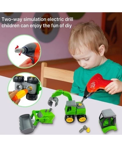 Take Apart Toys Play Farm Truck Tractor and Excavator Toy Set with Electric Drill Farm Animals and Farm Accessories Included ...