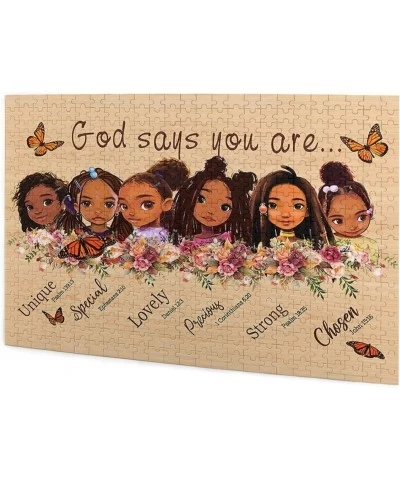 Jigsaw Puzzles 500 Pieces for Adults African American Jigsaw Puzzles Little Black Girls God Says You are Large Wooden Puzzle ...