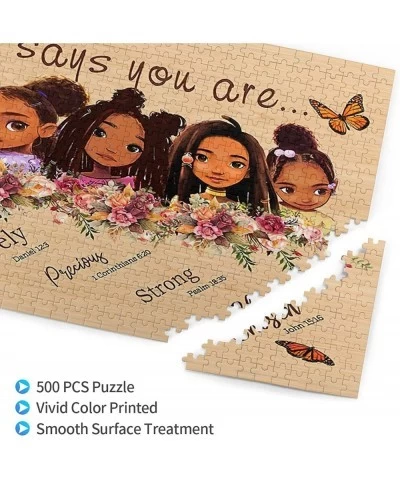 Jigsaw Puzzles 500 Pieces for Adults African American Jigsaw Puzzles Little Black Girls God Says You are Large Wooden Puzzle ...