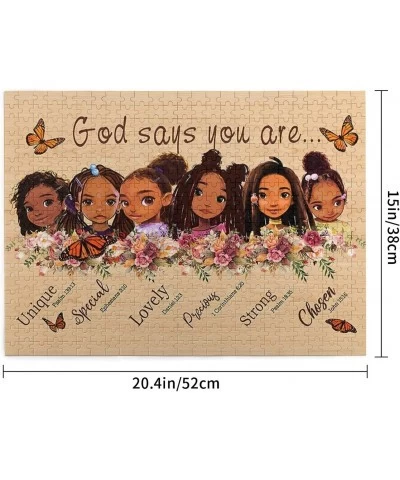 Jigsaw Puzzles 500 Pieces for Adults African American Jigsaw Puzzles Little Black Girls God Says You are Large Wooden Puzzle ...