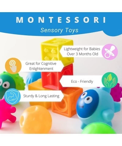 Sensory Baby Toys 12 pcs Montessori Soft Balls Building Blocks Teething Toys for Babies Toddlers Infants STEM Learning Number...