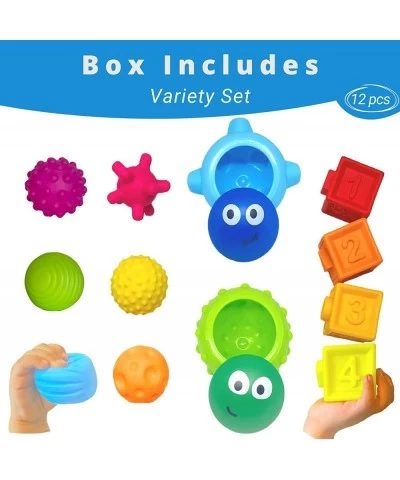 Sensory Baby Toys 12 pcs Montessori Soft Balls Building Blocks Teething Toys for Babies Toddlers Infants STEM Learning Number...