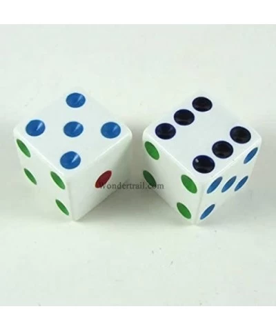 Multi-Color Pips White Dice 25mm (1in) D6 2ea $18.88 Game Accessories