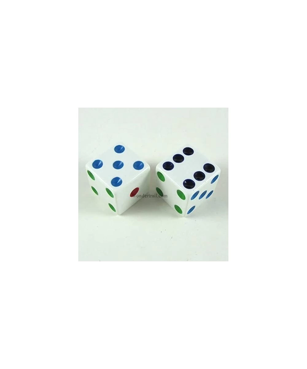 Multi-Color Pips White Dice 25mm (1in) D6 2ea $18.88 Game Accessories