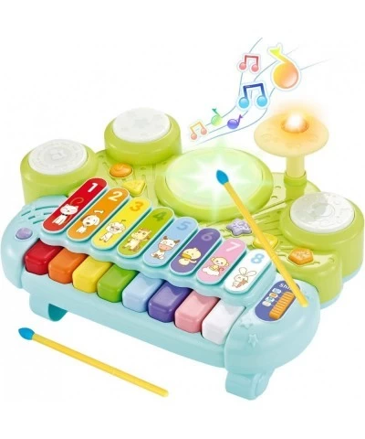 Electronic Piano Keyboard Xylophone Drum Set Montessori Musical Toys with Lights Infant Early Educational Learning Instrument...