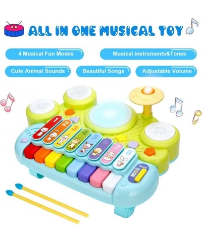 Electronic Piano Keyboard Xylophone Drum Set Montessori Musical Toys with Lights Infant Early Educational Learning Instrument...