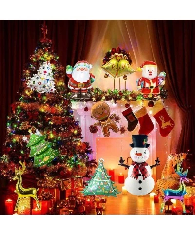 10pcs Christmas Balloon Santa Snowman Reindeer Christmas Tree Bell and Gingerbread Man Foil Balloons Christmas Party Decorati...