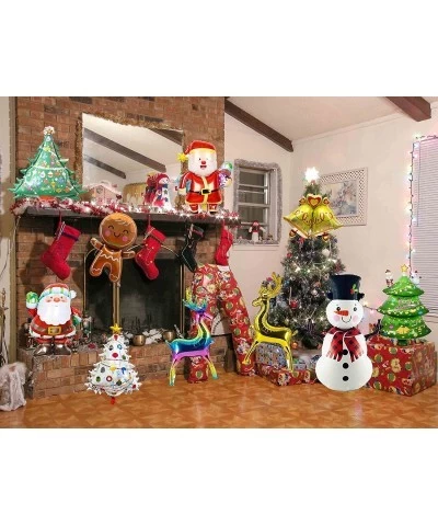 10pcs Christmas Balloon Santa Snowman Reindeer Christmas Tree Bell and Gingerbread Man Foil Balloons Christmas Party Decorati...