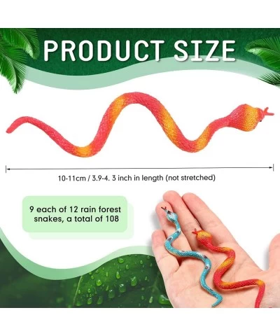 108 Pcs Plastic Snakes Rain Forest Snakes Assorted Fake Snake Toy Colorful Realistic Snake Stretchy Fake Snake for Party Deco...