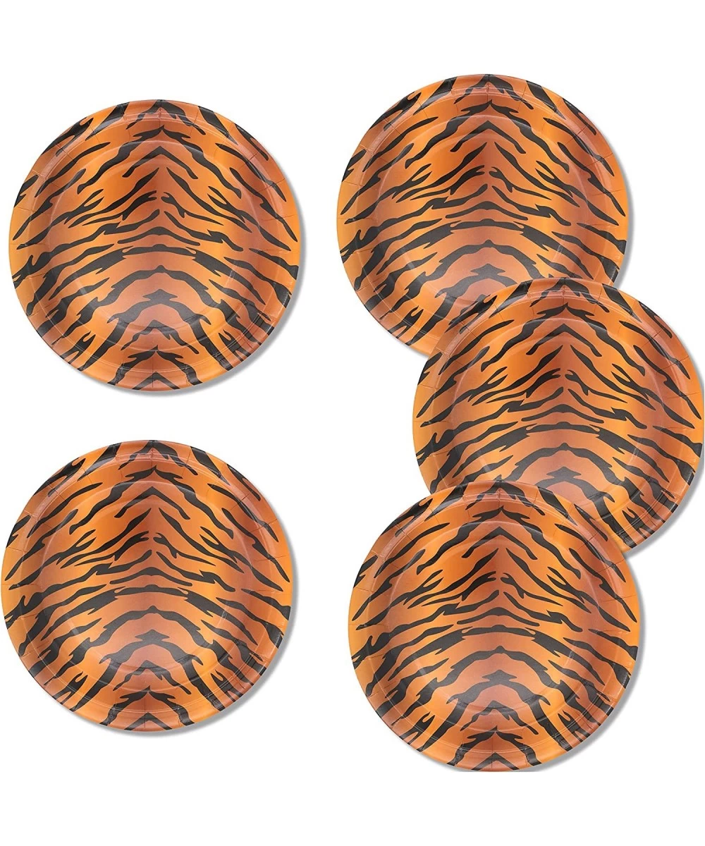 50 Pieces 9 inches Disposable Paper Plates for Tiger Themed Party Jungle Birthday Party Supplies and Zoo Animals Party Decora...