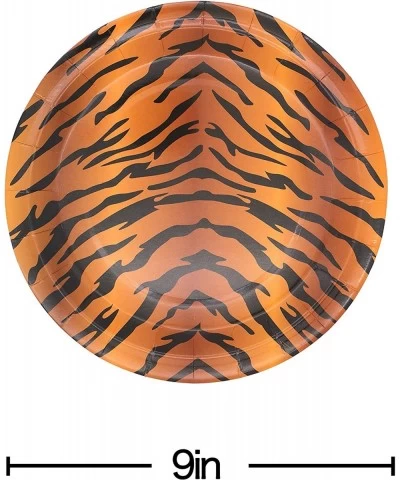 50 Pieces 9 inches Disposable Paper Plates for Tiger Themed Party Jungle Birthday Party Supplies and Zoo Animals Party Decora...