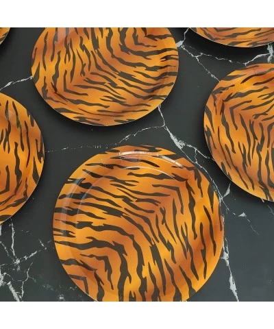 50 Pieces 9 inches Disposable Paper Plates for Tiger Themed Party Jungle Birthday Party Supplies and Zoo Animals Party Decora...