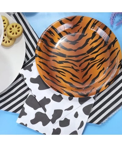 50 Pieces 9 inches Disposable Paper Plates for Tiger Themed Party Jungle Birthday Party Supplies and Zoo Animals Party Decora...