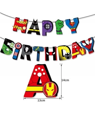 Superhero Birthday Decoration--Superhero Happy Birthday Banner Foil Balloon Balloon Cake Toppers for Superhero Birthday Party...