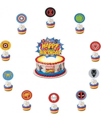 Superhero Birthday Decoration--Superhero Happy Birthday Banner Foil Balloon Balloon Cake Toppers for Superhero Birthday Party...