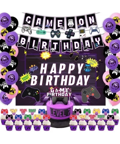 Video Game Birthday Party Decorations Game On Birthday Party Supplies for Boys and Girls Purple Gaming Themed Party Supplies ...