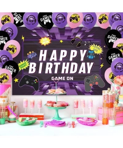 Video Game Birthday Party Decorations Game On Birthday Party Supplies for Boys and Girls Purple Gaming Themed Party Supplies ...