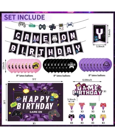 Video Game Birthday Party Decorations Game On Birthday Party Supplies for Boys and Girls Purple Gaming Themed Party Supplies ...