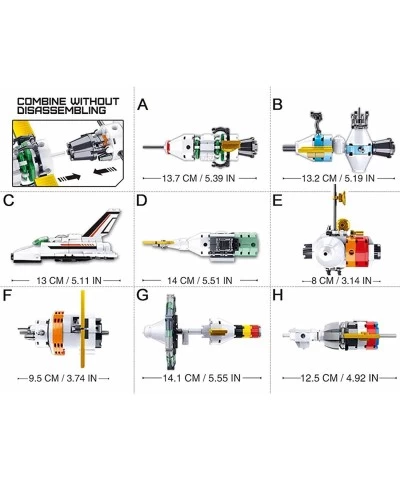 Space Station Building Block Brick Toys Set Spaceship 8In1 Kit Block Rocket Ship Spacecraft Model for Children Gifts (511 Pie...