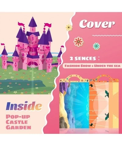 Kids Puffy Stickers - 3D Reusable Stickers Activity Pad with Pop Up Castle 320+ Stickers with 3 Scenes Dress-up Princess Merm...