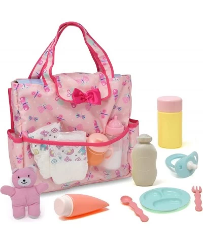 Baby Doll Accessories Set Includes Doll Care Changing Station Diaper Bag and Feeding Accessories for Dolls in Soft Carrying B...