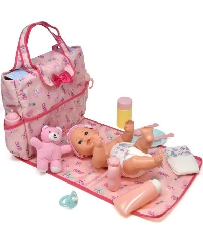 Baby Doll Accessories Set Includes Doll Care Changing Station Diaper Bag and Feeding Accessories for Dolls in Soft Carrying B...