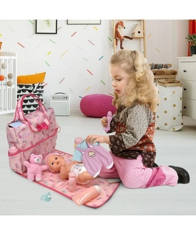 Baby Doll Accessories Set Includes Doll Care Changing Station Diaper Bag and Feeding Accessories for Dolls in Soft Carrying B...