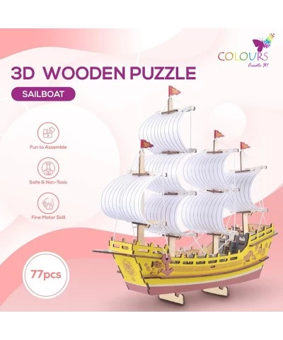 Colours Wooden 3D Puzzle Craft - 3D Puzzles for Kids Ages 12+ - Wood Ship Model Kits to Build Creative DIY Activity for Teens...