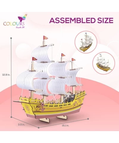 Colours Wooden 3D Puzzle Craft - 3D Puzzles for Kids Ages 12+ - Wood Ship Model Kits to Build Creative DIY Activity for Teens...