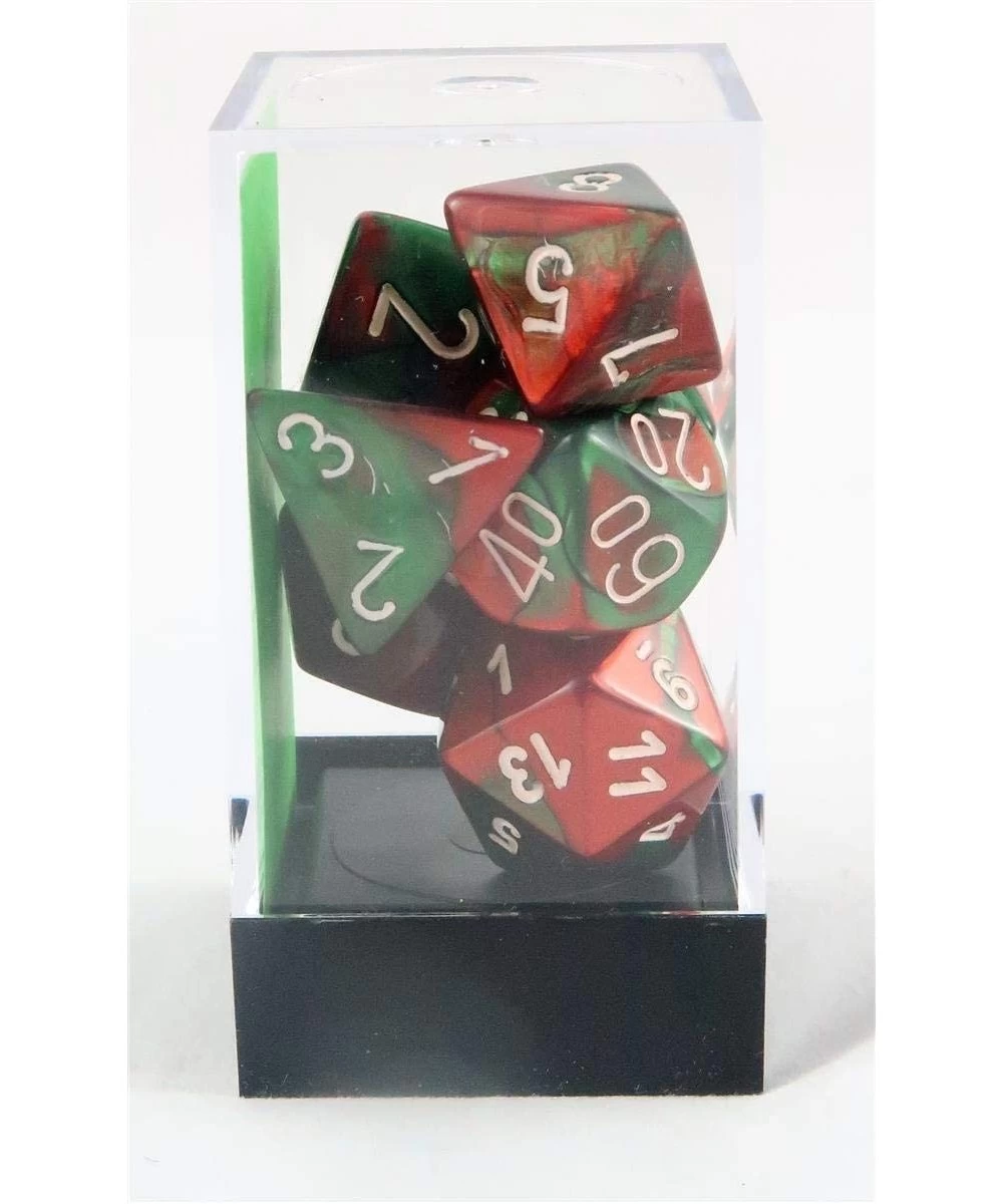 Dice Polyhedral 7-Die Gemini Dice Set - Green-Red with White $24.80 Game Accessories