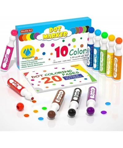 Dot Markers 10 Colors Bingo Daubers with Dot Coloring Book for Toddler Art Activities Non-Toxic Washable Coloring Markers for...