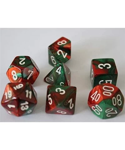 Dice Polyhedral 7-Die Gemini Dice Set - Green-Red with White $24.80 Game Accessories